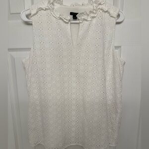 Ann Taylor White Eyelet Lace Sleeveless Shell